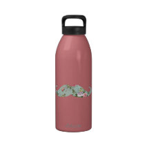 Funny Girly Vintage Red Pink Floral Moustache Drinking Bottles