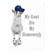 Funny Goat Ate My Homework Postcards