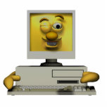 funny goofy winking computer photo sculpture
