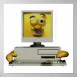 funny goofy winking computer posters