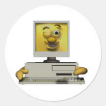 funny goofy winking computer sticker