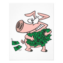 funny greedy money hog piggy pig custom announcement