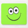 Funny green happy cartoon smiley face mousepads