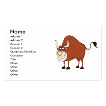 funny grinning bull cartoon character business cards