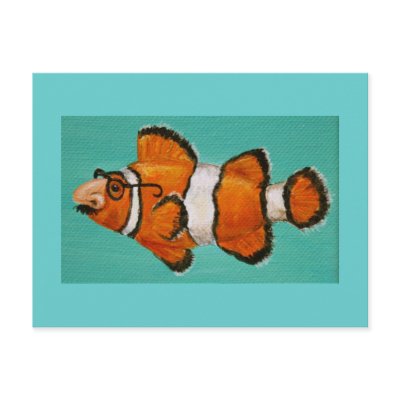 funny groucho masked clown fish postcard by vickisawyer