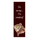 Funny Grumpy Owl, Go Away I'm Reading, Bookmark business cards