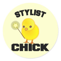 Funny Hairstylist Chick Round Stickers