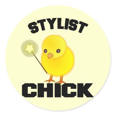 Funny Hairstylist Chick Round Stickers by cooltees