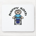 Funny, "Happy 40th" Old Woman design Mouse Pad