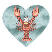 Funny Happy Lobster Heart Stickers