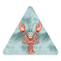 Funny Happy Lobster Triangle Stickers