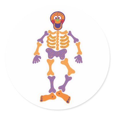 funny happy skeleton round stickers by halloweenie