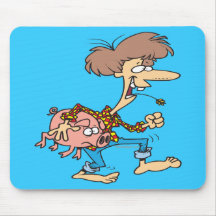 funny hillbilly redneck with pig cartoon mouse pads