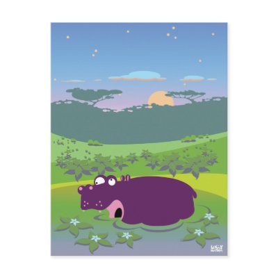 Funny Hippo Postcards by LoonyBoutique