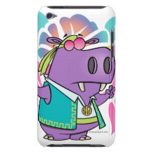 funny hippy hippie hippo cartoon barely there iPod cover