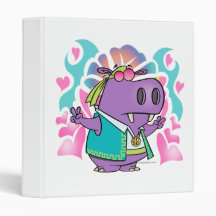 funny hippy hippie hippo cartoon vinyl binder
