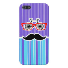 Funny Hipster; Blue & Purple Stripes Case For iPhone 5
