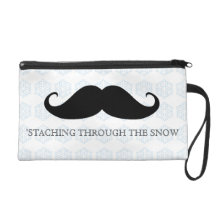 Funny hipster moustache holiday xmas moustaches wristlet purse
