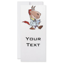 funny horse doc doctor cartoon full color rack card