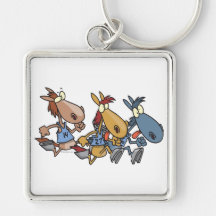funny horse racing cartoon key chains