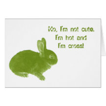 Funny Hot Cross Bunny Green Cards
