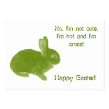 Funny Hot Cross Bunny Green Gift Tag Business Card Template