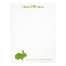 Funny Hot Cross Bunny Green Personalized Letterhead