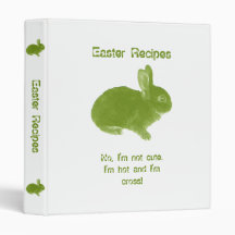 Funny Hot Cross Bunny Green Vinyl Binder