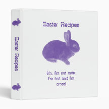 Funny Hot Cross Bunny Purple 3 Ring Binder