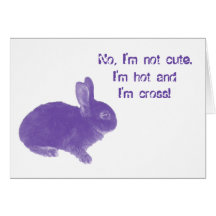 Funny Hot Cross Bunny Purple Cards