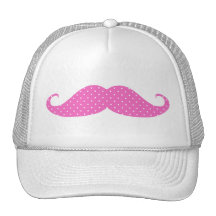 Funny Hot Pink Girly  Polka Dots Moustache Mesh Hats
