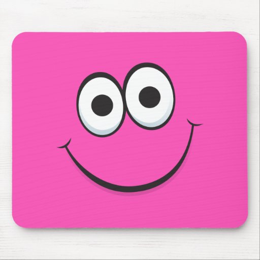 Funny hot pink happy cartoon face mousepads