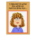 Funny Humour Friend Haircut Grow Out Paper Card