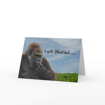Funny Humourous Ape Gorilla Getting Old Cards by bbourdages