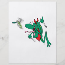 funny hungry frog chasing bug cartoon personalized flyer