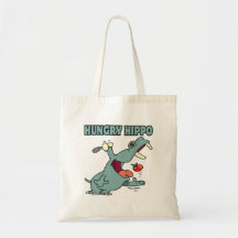 funny hungry hippo cartoon bag