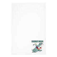 funny hungry hippo cartoon personalized stationery