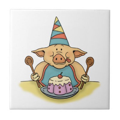 funny hungry piggy tile by frank_glerum_art