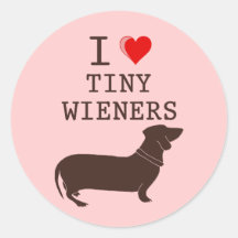 Funny I Love Tiny Wiener Dachshund Round Stickers