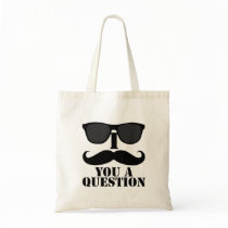 Funny I Moustache You A Question Black Sunglasses Canvas Bag
