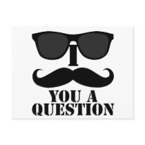 Funny I Moustache You A Question Black Sunglasses Postcard