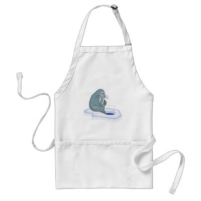 funny ice fishing walrus apron by doonidesignsanimals