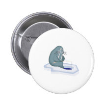 funny ice fishing walrus buttons
