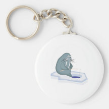 funny ice fishing walrus keychain