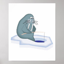 funny ice fishing walrus posters