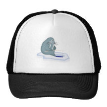 funny ice fishing walrus trucker hats