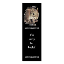 Funny, I'm Nutty for Books, Cute Squirrel Bookmark Business Card Templates