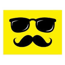 Funny incognito smiley moustache trendy hipster postcard