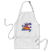 funny jogging hippo runner cartoon aprons