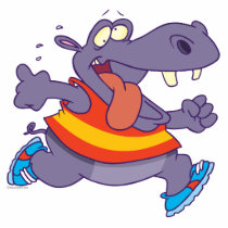 funny jogging hippo runner cartoon photo sculptures